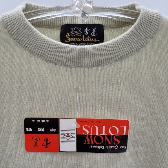 Snow Lotus Vintage Green Cashmere Crew Neck Classic‎ Sweater Top - Picture 6 of 13